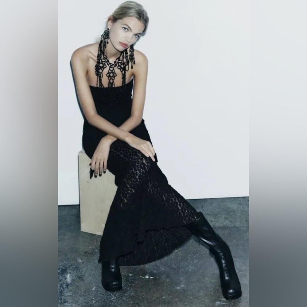 NWOT ZARA NEW STRAPLESS TEXTURED LACE DRESS SPECIAL EDITION